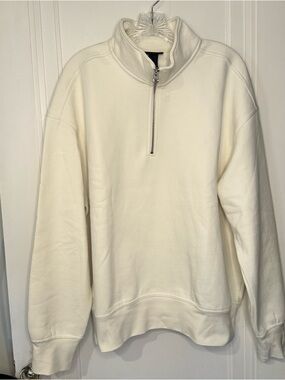 H&M Cream Half-Zip Pullover Sweatshirt